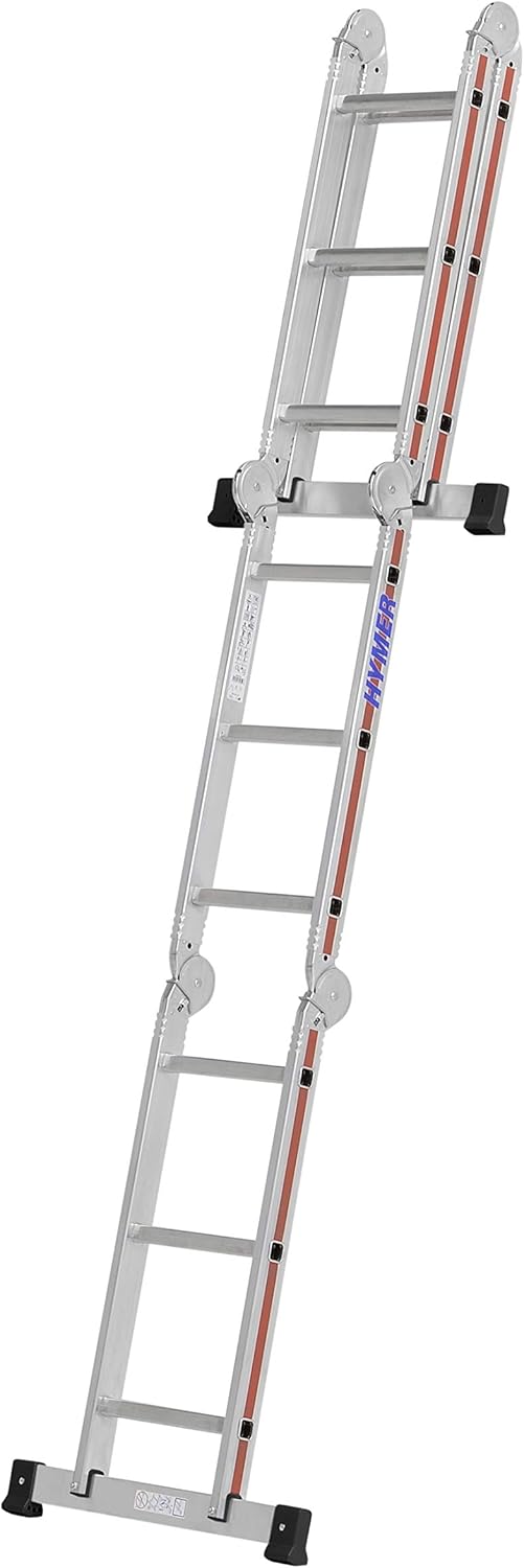 Hymer 414312 Multifunctionele ladder met werkplatform 4143 (4x3 sporten, holm 60 mm, aluminium ladder, vouwladder, ladder 3,47 m)