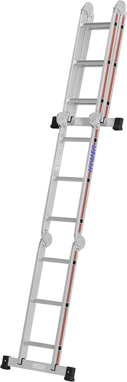 Hymer 414312 Multifunctionele ladder met werkplatform 4143 (4x3 sporten, holm 60 mm, aluminium ladder, vouwladder, ladder 3,47 m)