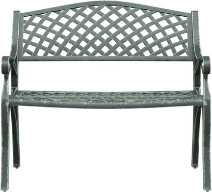 Mogou Garden bench, outdoor bench, patio, garden bench, cast aluminium, green, 102 cm - QUORE