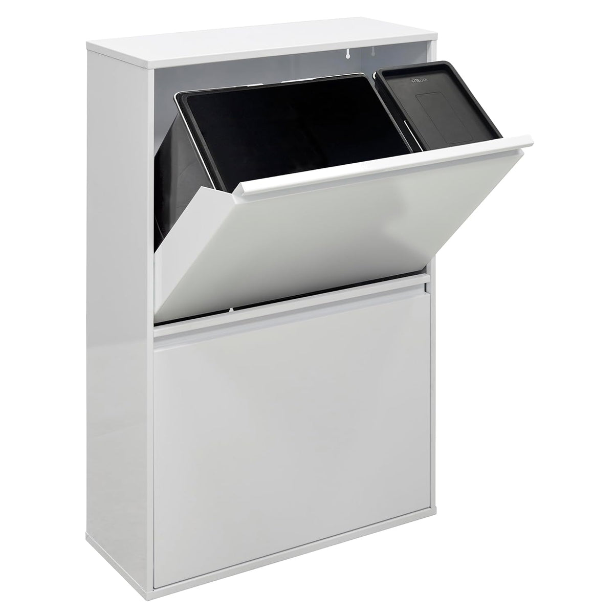 ARREGUI Basic CR601-B2 Recyclingcontainer | Afvalcontainer in Staal | 4 Compartimenten 23+11+17+17 L (68 L) | Binnenemmers voor PMD en GFT | Recyclebak voor Afvalscheiding | Afvalbak voor Keuken | Wit