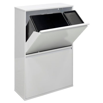 ARREGUI Basic CR601-B2 Recyclingcontainer | Afvalcontainer in Staal | 4 Compartimenten 23+11+17+17 L (68 L) | Binnenemmers voor PMD en GFT | Recyclebak voor Afvalscheiding | Afvalbak voor Keuken | Wit