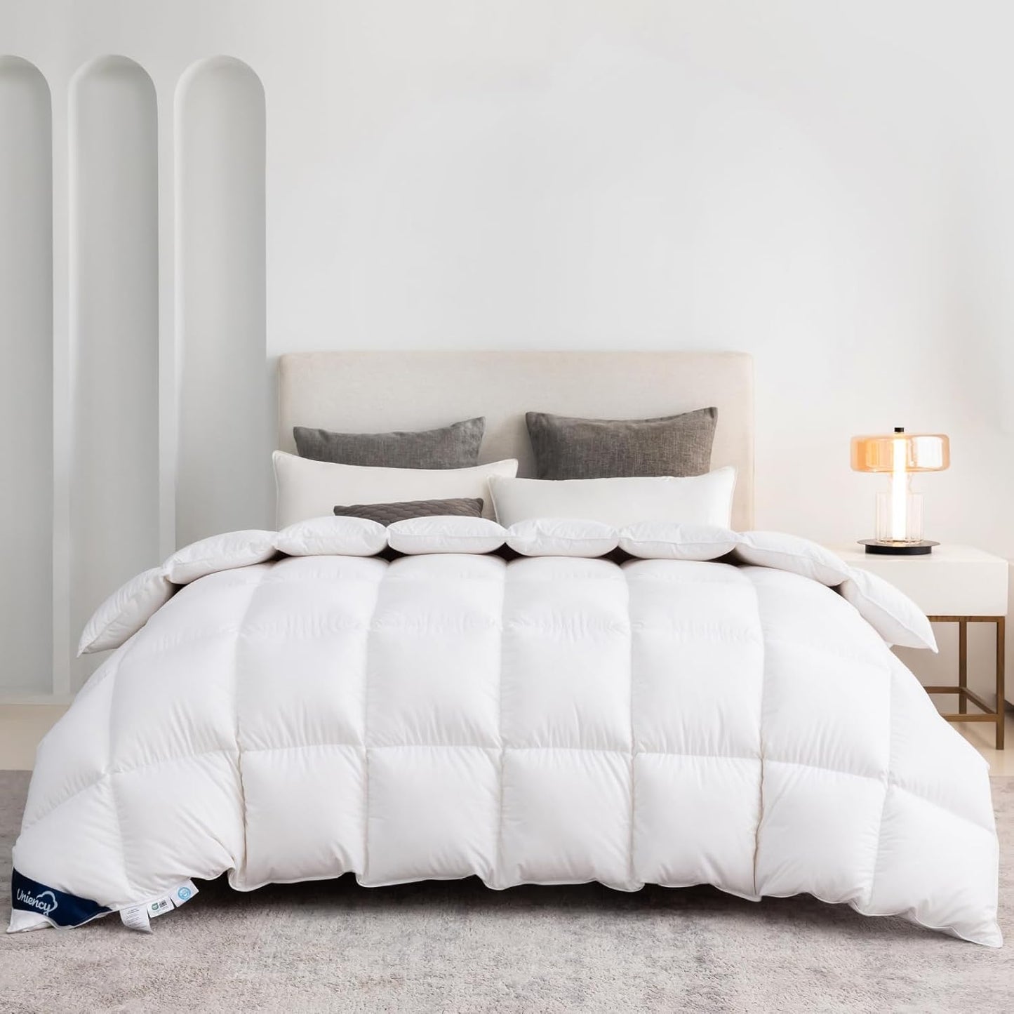 Donzen Dekbed 220x240 4 Seizoenen, 100% Katoenen Overtrek, Donsdekbed 240x220 All Season Warm, Dekbed Volumineus en Ademend Deken(Oeko-TEX en RDS Gecertificeerd, Wit, Vulgewicht 2100gr)