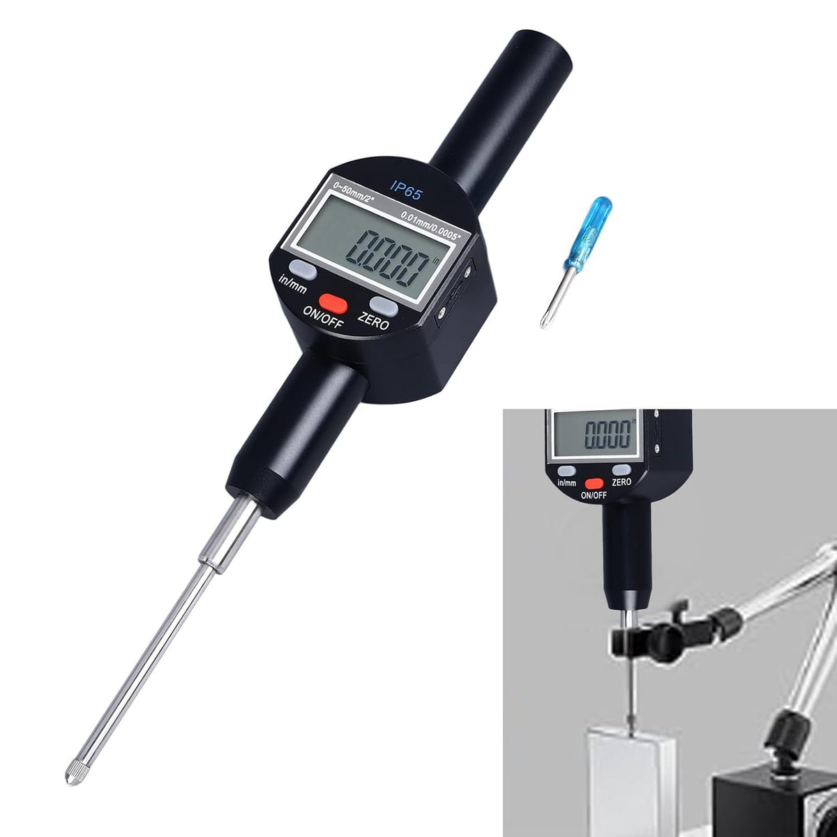 Digitale Die DIAL -indicator 0,01 Mm 0,0005in Resolutie 0 Tot 50 Mm 2in Bereik IP65 Waterdichte Elektronische Kiezer Testmeter