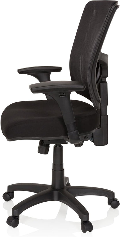 hjh OFFICE 760006 bureaustoel Impact PRO netstof zwart draaistoel met verstelbare rugleuning