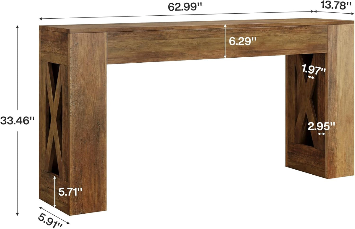 Tribesigns Console Table with Drawers, 160 cm, Extra Long Entrance Table, Wooden Hall Table Behind the Sofa, Narrow Side Table, Slim Coffee Table for Entrance, Hallway, Living Room, Dark Brown