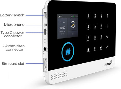 XNY GSM Draadloos huisalarm, wifi-diefstalbeveiliging met app-bediening, 16 stuks (bewegingsmelder, deur- en raamsensor, sirene, afstandsbediening), compatibel met Alexa