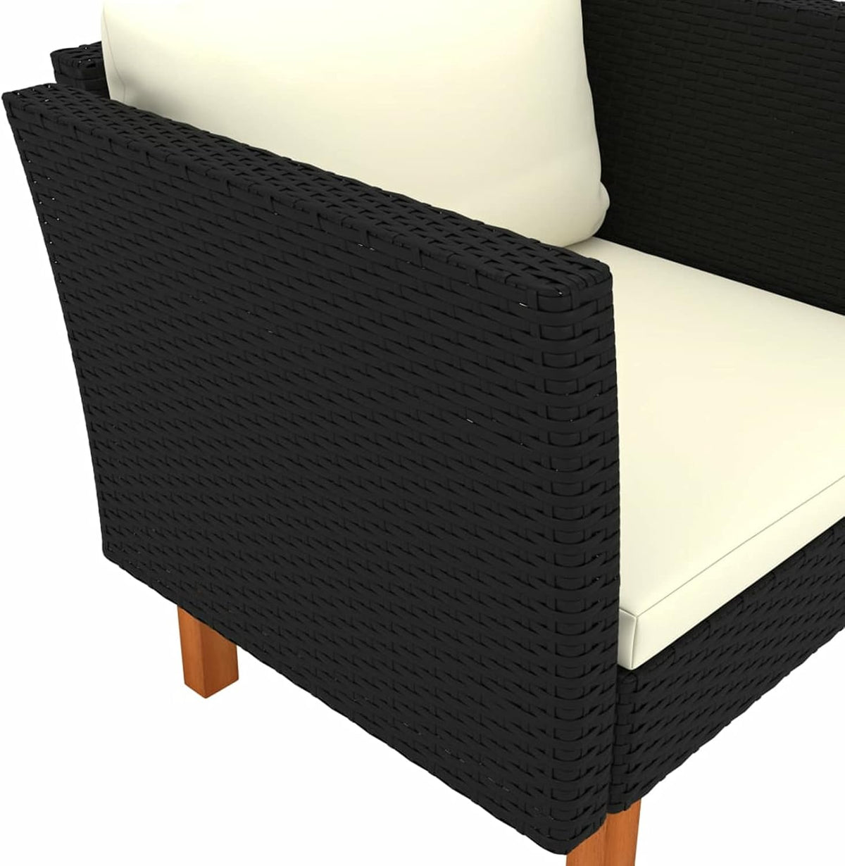 Tuinstoel – Tuinmeubel – Buitenstoel – Rattan Stoel – Loungestoel – PE Rattan & Eucalyptus Hout – Comfortabele Zitkussens