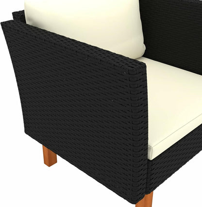 Tuinstoel – Tuinmeubel – Buitenstoel – Rattan Stoel – Loungestoel – PE Rattan & Eucalyptus Hout – Comfortabele Zitkussens