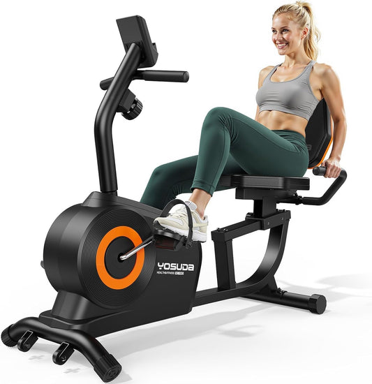 YOSUDA Ligfiets Hometrainer – Magnetische Weerstand, 16 Weerstandsniveaus, Stil Recumbent Bike voor Thuis, Verstelbare Zitting, LCD-Display & Hartslagsensor, Max. 160 kg
