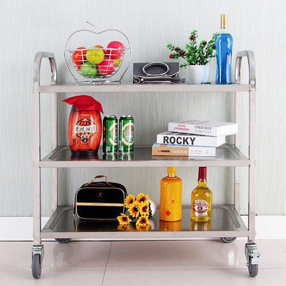 HLC 3 Tier Rvs Dienende Catering Trolley Wielen Utility Cart Keuken Cart Serveerwagen Met Vergrendelende Wielen Voor Keuken Hotels - 95x95x50CM