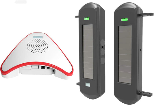 Zonne draadloze oprit alarmsysteem - 800 meter lang transmissiebereik - 100 meter breed sensorbereik - geen bedrading hoeft niet te vervangen batterij -buiten weerbestendige DIY doe-het-zelf perimeter beveiliging waarschuwingssysteem