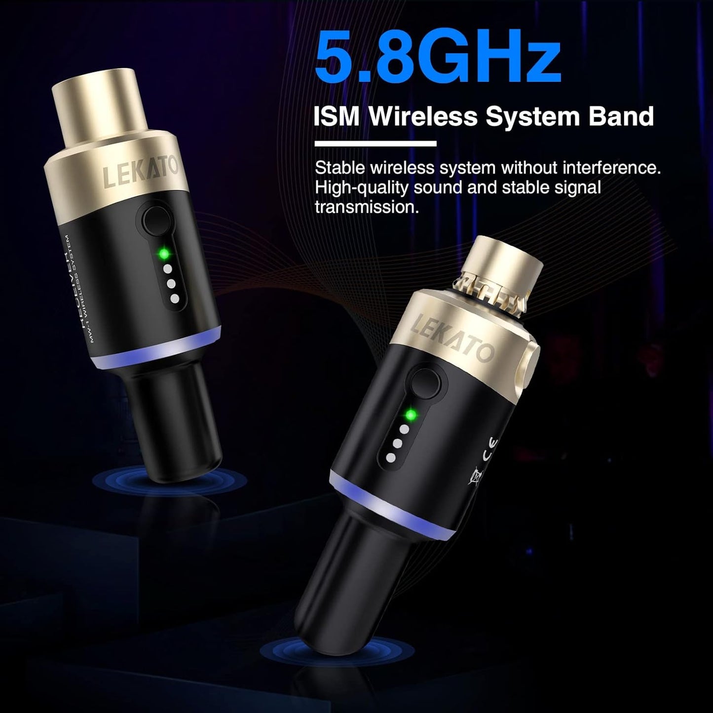 LEKATO 5,8 GHz draadloze microfoon zender ontvanger plug-in XLR microfoon draadloos systeem voor dynamische microfoon, audio mixer, digitale reflexcamera, geluidssysteem