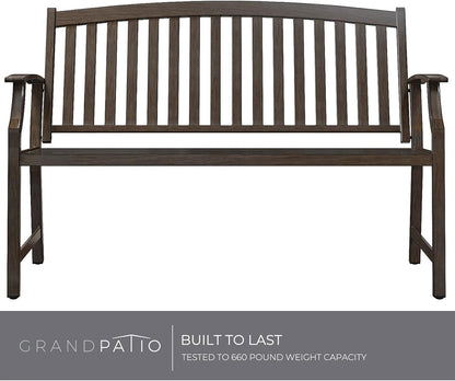 Grand patio Buitenbank, tuinbank met roestwerend aluminium stalen metalen frame, kleur naar keuze, geschikt voor binnen, buiten, terras, park (donkerbruin)