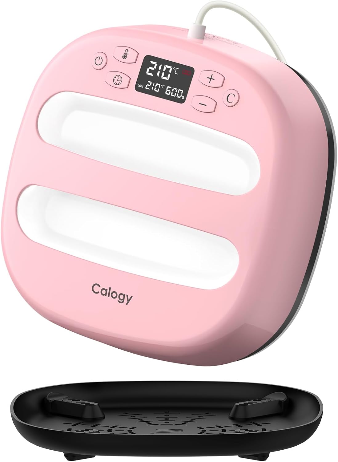 Calogy Warmtepersmachine Voor T-Shirts 10"X10", Draagbaar Sublimatieijzer Voor Tassen, Kussens, Htv Vinyl Transfer Projecten (Roze Wit)