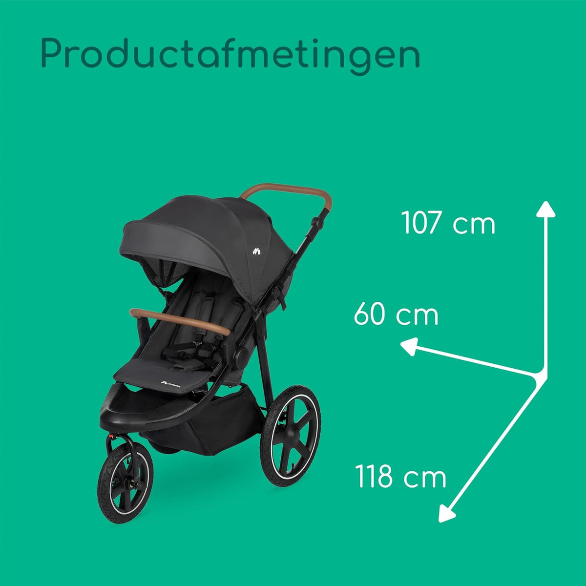 Bebeconfort Cloudy, All-terrain Kinderwagen met Luchtbanden, 0-4 jaar (max. 22 kg), Baby Wandelwagen, Snel inklapbaar, 3 Grote Luchtwielen, Verstelbare Duwstang, Ruime Opbergmand, Mineral Graphite