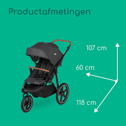 Bebeconfort Cloudy, All-terrain Kinderwagen met Luchtbanden, 0-4 jaar (max. 22 kg), Baby Wandelwagen, Snel inklapbaar, 3 Grote Luchtwielen, Verstelbare Duwstang, Ruime Opbergmand, Mineral Graphite