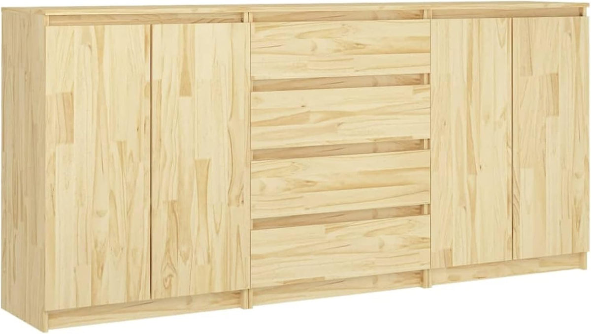Tidyard 3pcs side cabinets sideboard cabinet side cabinet multi-function cabinet standing cabinet solid pine - QUORE