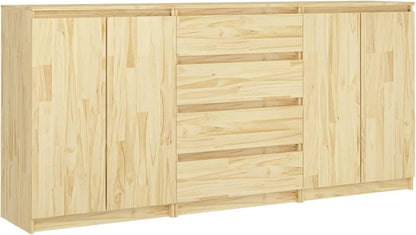 Tidyard 3pcs side cabinets sideboard cabinet side cabinet multi-function cabinet standing cabinet solid pine - QUORE