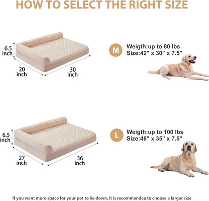Orthopedisch Hondenbed – Hondenmand – Huisdierbed – Sofa Voor Honden – Grote Hond – Extra Comfort – Waterdicht Met Afneembare Wasbare Hoes – Anti-Slip Onderzijde – Beige 107x76x19 cm
