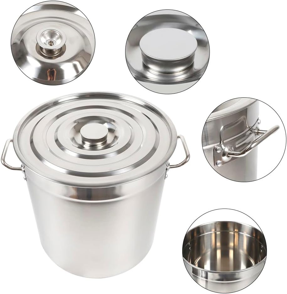 Cooking Pots, 201 Stainless Steel, 50 L/70 L Large Saucepan, 650 °C, Soup Pot with Lid, Jumbo Pot (70 L) - QUORE