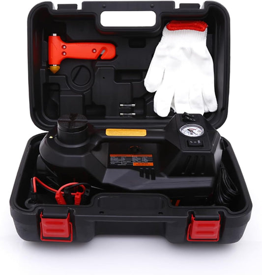 ROGTZ 5T Elektrische Hydraulische Autokrik – 4-in-1 Multifunctioneel Autokrik-Set met geïntegreerde luchtpomp, LED-licht en bandenspanningsmeter, ideaal voor SUV, PKW & LKW