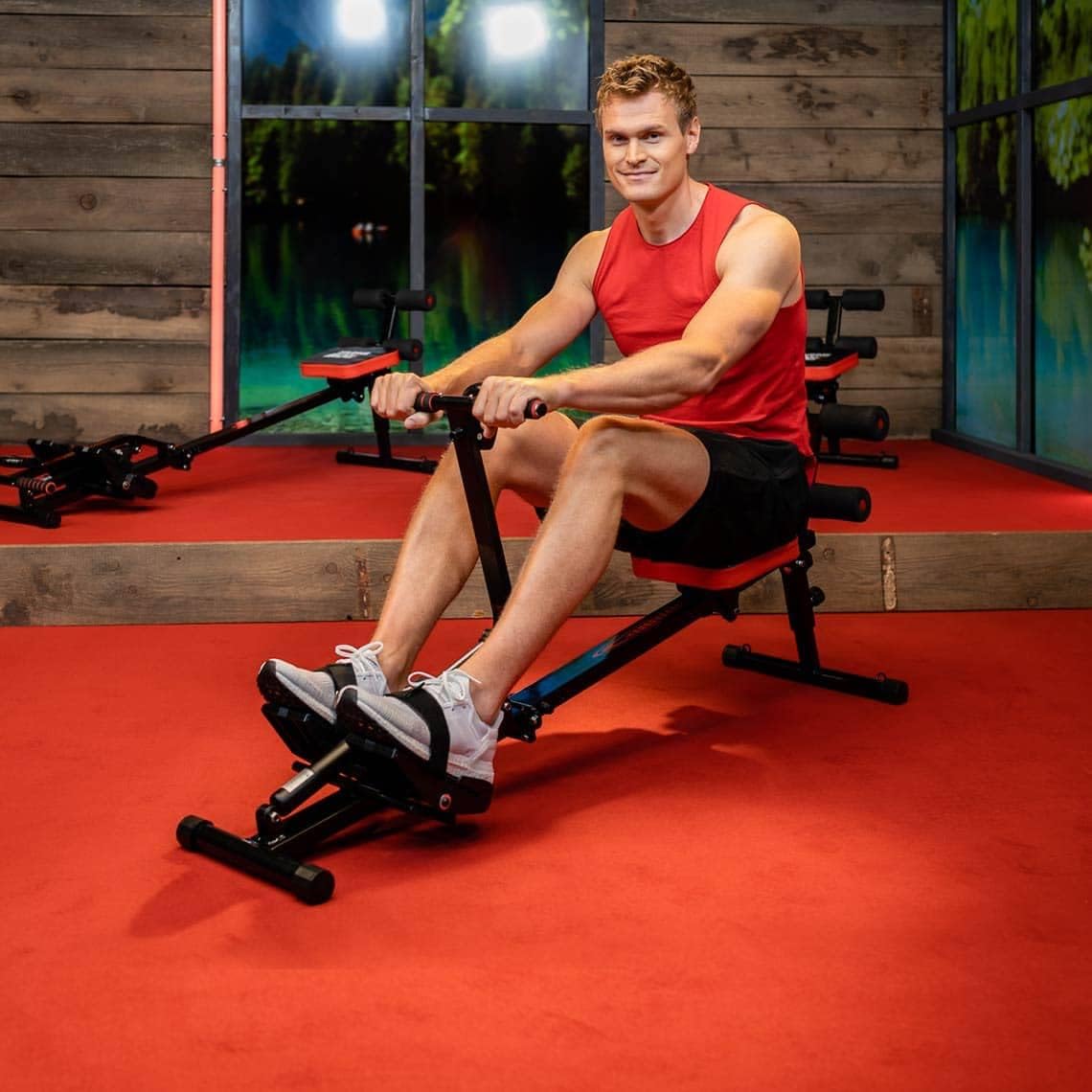 Kendox RowShaper - Rowing machine for home - Fitness device for cardio and strength training - Fitness Rowing device with LCD display for home training - Load capacity up to 120 kg - QUORE