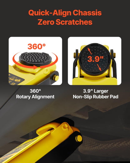 VEVOR Hydraulische rolkrik, capaciteit 1,5 T, hydraulische vloerkrik met laag profiel, hoogte 80-365 mm, servicekrik, laag profiel, gebruikt voor algemeen of intensief industrieel gebruik