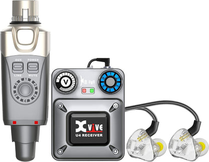 Draadloos in-ear monitor-systeem met in-ear oortjes – In-ear monitorset – Draadloze monitorset – IEM-systeem – Monitoroortjes – Tot 100 meter draadloos bereik – Dubbele drivers per oortje