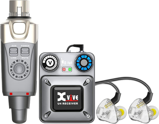 Draadloos in-ear monitor-systeem met in-ear oortjes – In-ear monitorset – Draadloze monitorset – IEM-systeem – Monitoroortjes – Tot 100 meter draadloos bereik – Dubbele drivers per oortje