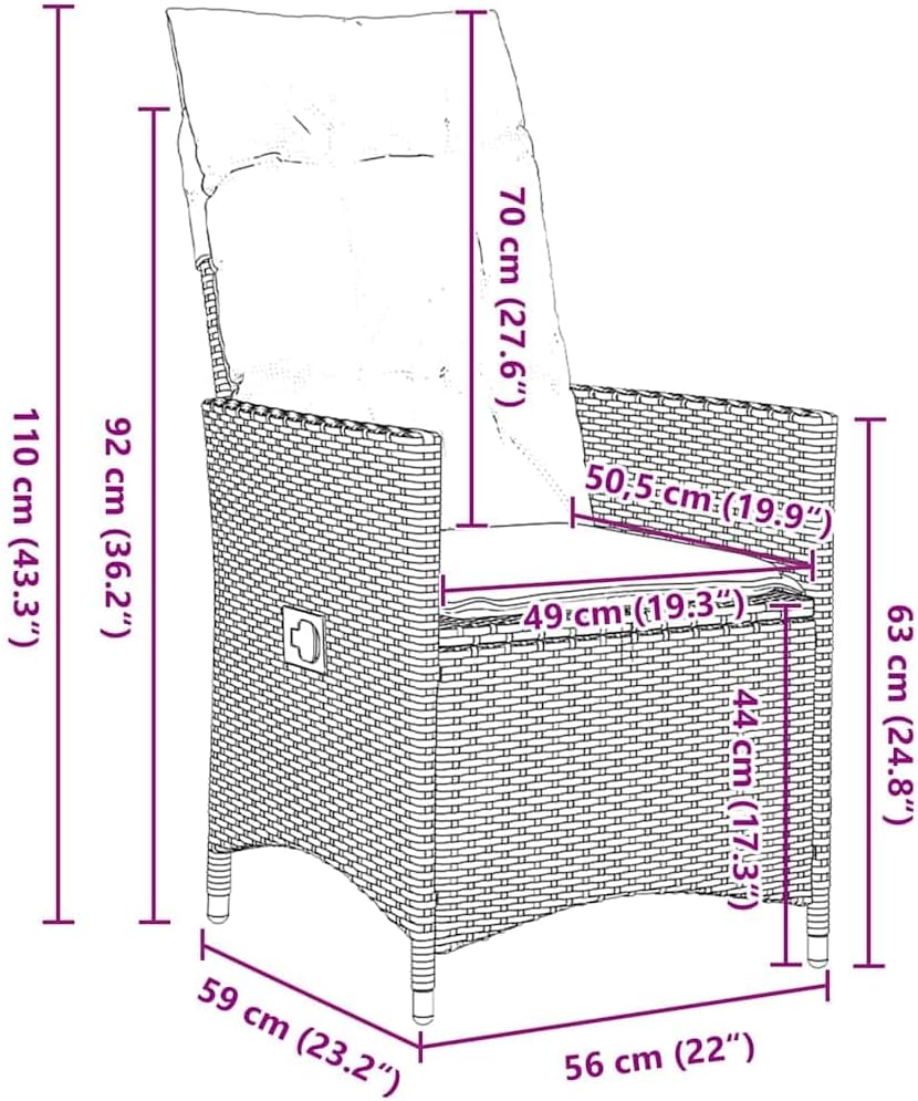 vidaXL Tuin Eetset met kussen 3 pcs Grijs Poly riet, Moderne buiten eettafel, weerbestendig tuinmeubilair, stijlvolle lounge, veelzijdig ontwerp - QUORE