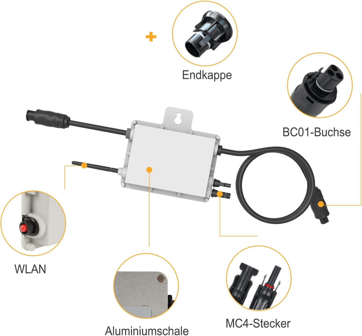 enjoy solar Deye Microomvormer, DC 20V-60V naar AC 220V-230V, geïntegreerde WiFi-module, beschermingsklasse IP67, ideaal voor balkonkrachtcentrale en mini-PV-installatie (SUN300G3-EU-230) ..