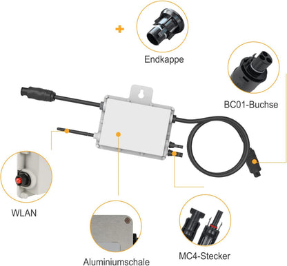 enjoy solar Deye Microomvormer, DC 20V-60V naar AC 220V-230V, geïntegreerde WiFi-module, beschermingsklasse IP67, ideaal voor balkonkrachtcentrale en mini-PV-installatie (SUN300G3-EU-230) ..