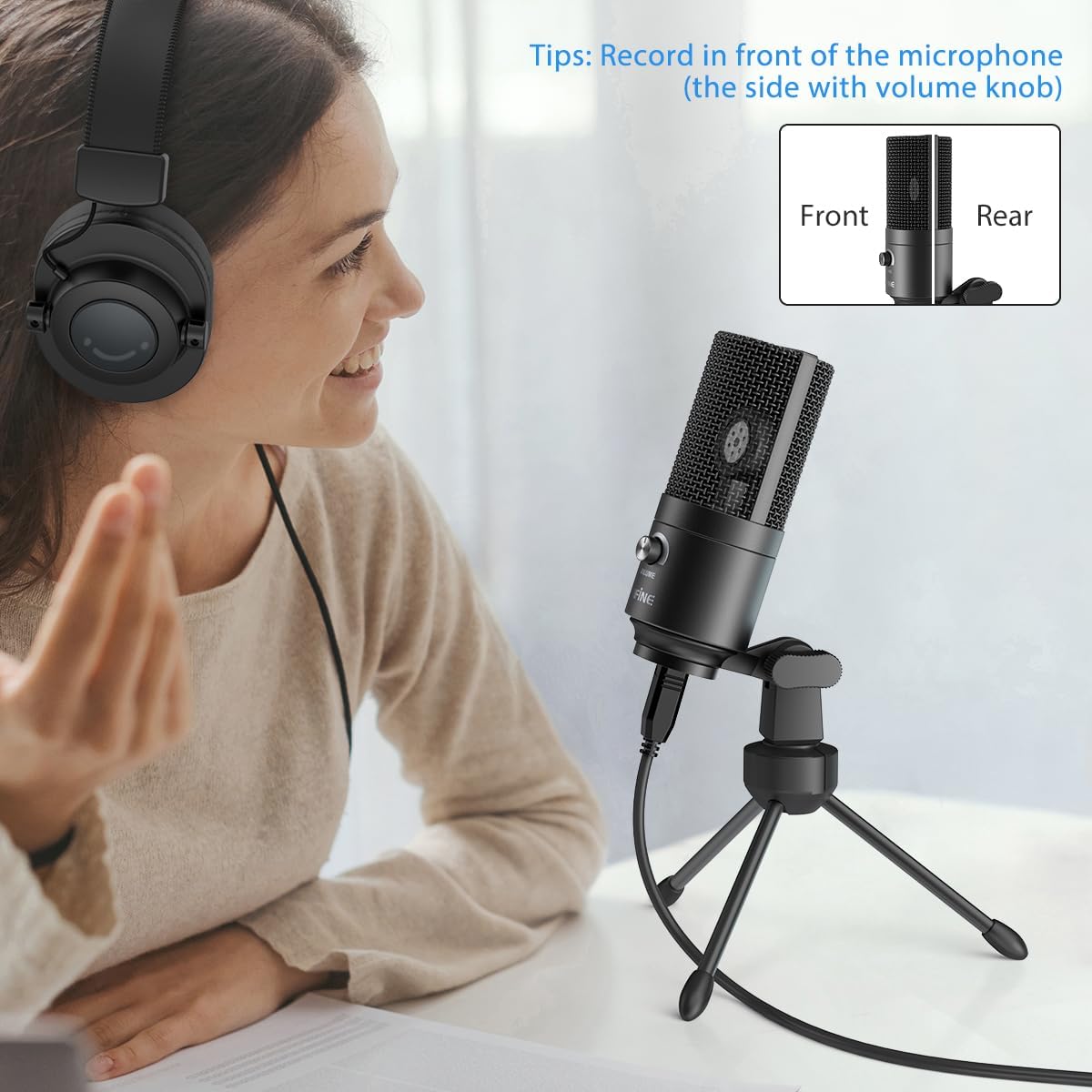 USB-Microfoon Zwart – Condensatormicrofoon – Studio Opnamemicrofoon – Streamingmicrofoon – Podcastmicrofoon – Plug & Play Via USB – Cardioïde Opnamepatroon