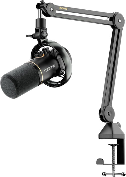 MAONO PD200W hybride draadloze podcast-microfoon voor pc, XLR-USB-dynamische microfoonset met arm, software, ruisonderdrukking, voor zangopnames, streaming, inhoud maken, thuisstudio, voice-over