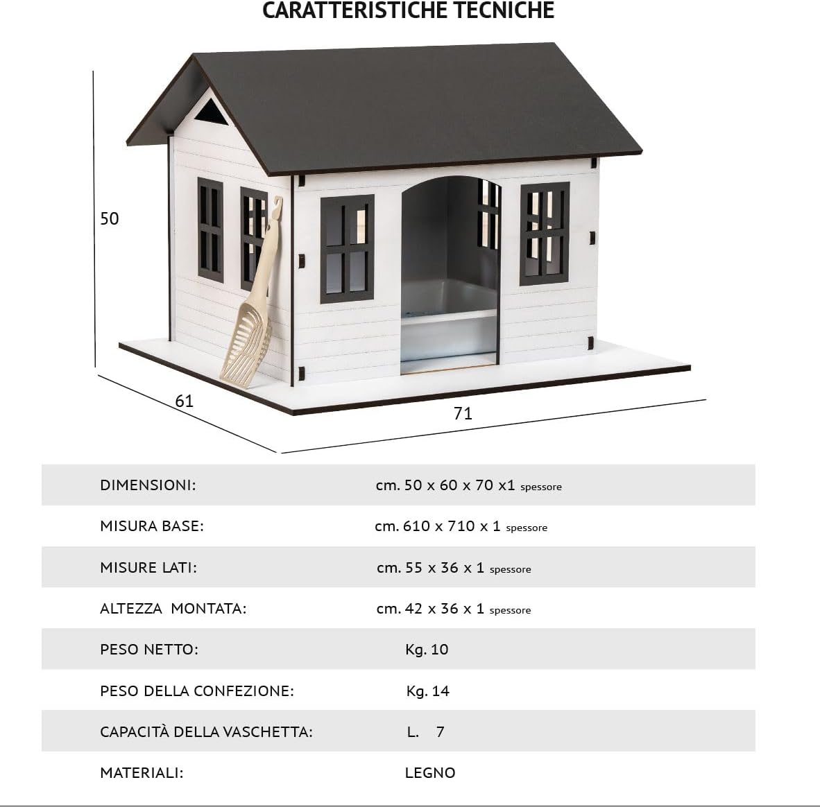 SAMMY & KIMMY LOVE Kattenbak met schep – geurremmend – designerhuis voor binnen, hygiënisch, met uitneembare bak, waterdicht – 520 x 610 x 710 mm