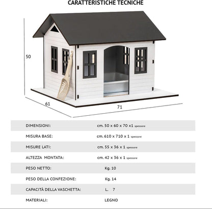 SAMMY & KIMMY LOVE Kattenbak met schep – geurremmend – designerhuis voor binnen, hygiënisch, met uitneembare bak, waterdicht – 520 x 610 x 710 mm