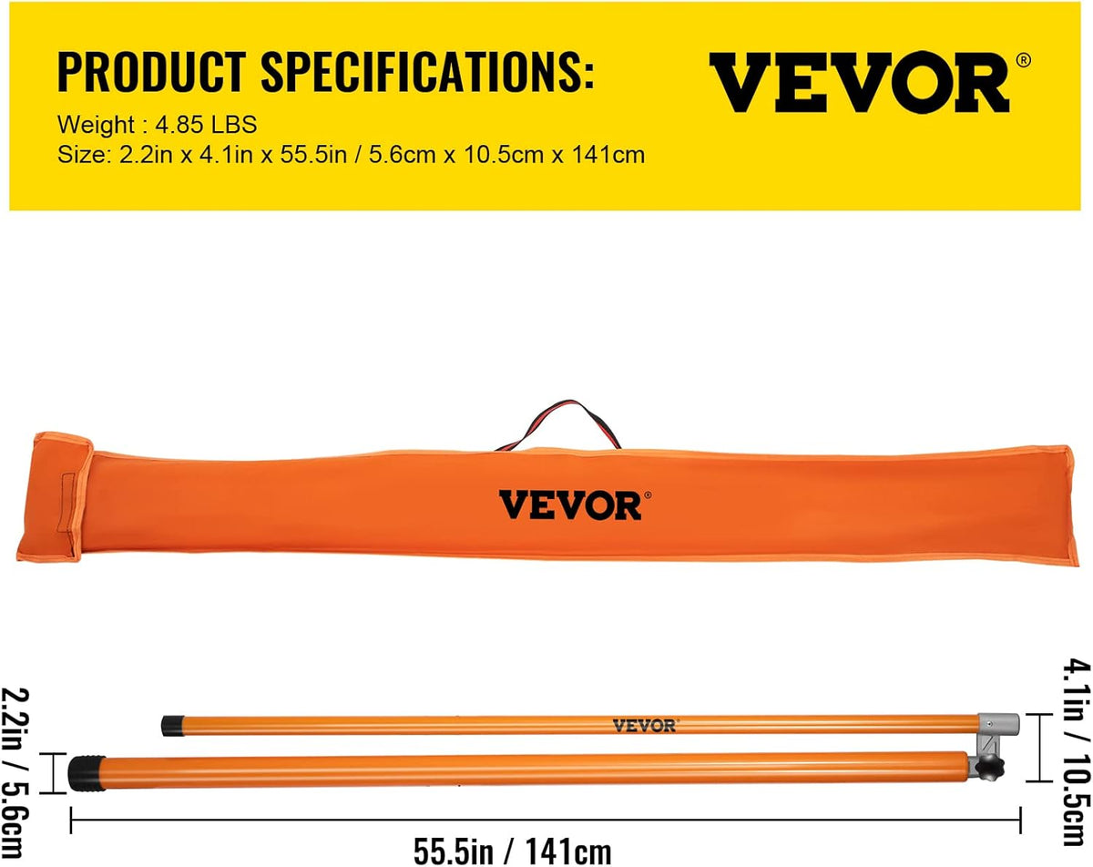 VEVOR Load Height Measuring Stick, 20' Sturdy Fiberglass Truck Height Stick with Adjustable Pole, Non-Conductive Truck Height Measuring Stick with Carry Bag, Height Stick for Trucks, Car Transporters