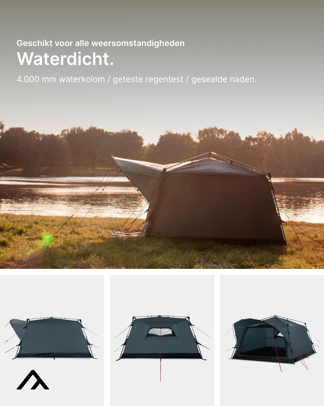 Qeedo Quick Villa familietent, paraplutent (4 of 5 personen) met Quick-Up-System – grijs