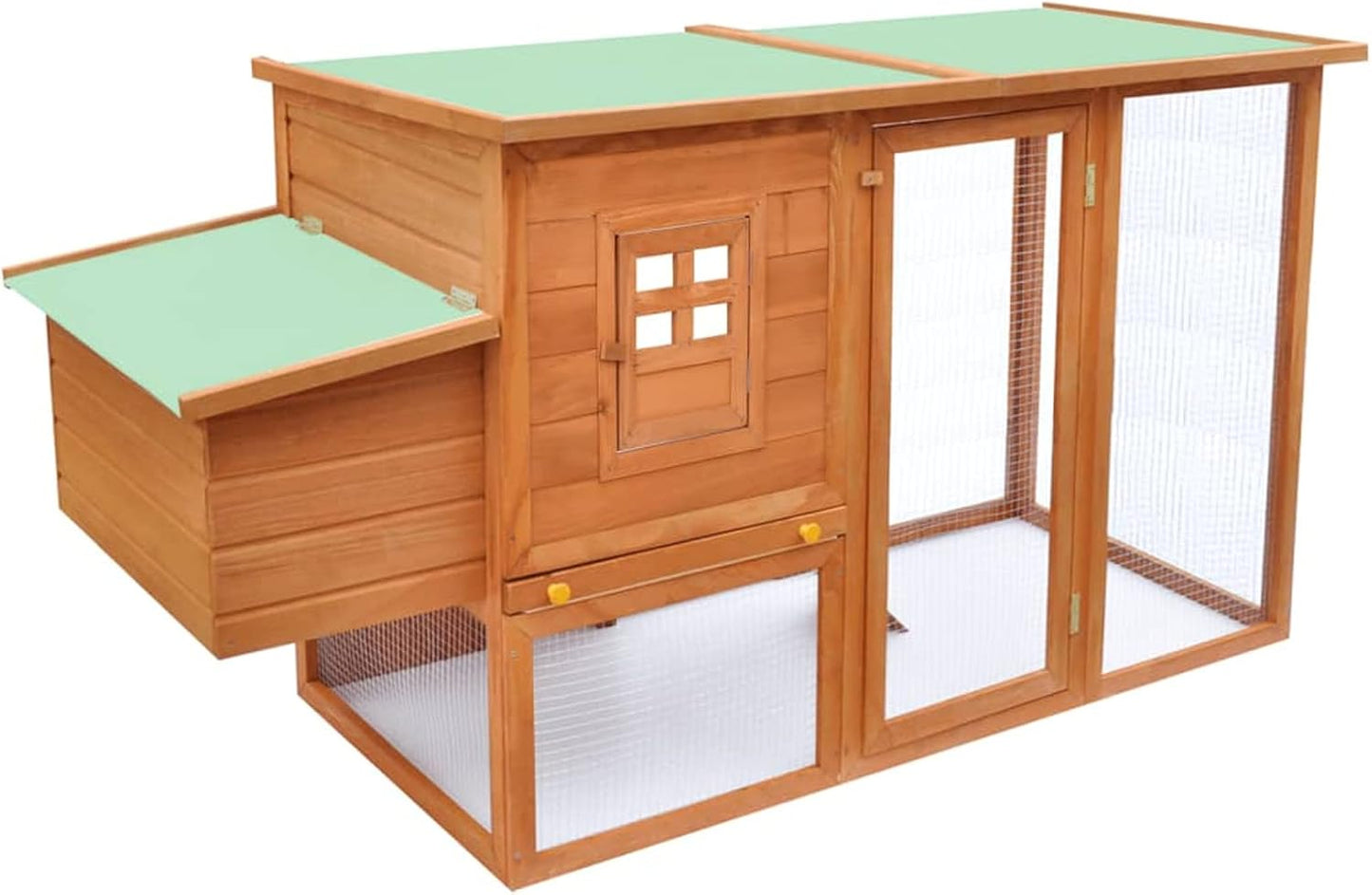 ZEYUAN Chicken Coop with 1 Laying Nest, Rabbit Hutch, Legends for Chickens, Chicken House, Wood - QUORE