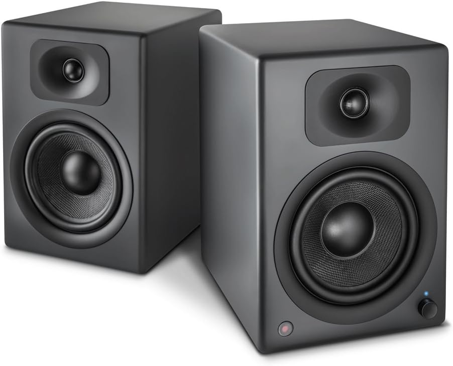 wavemaster TWO PRO stone gray – luidsprekersysteem (110 Watt) met Bluetooth streaming, digitale poorten en IR-afstandsbediening actieve boxen gebruik voor tv/tablet/smartphone, donkergrijs (66352)