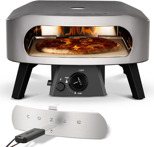 COZZE Mini pizzaoven gas 13 inch - compacte pizza oven gas outdoor (50 mbar) - tafel pizzaoven met regelaar voor kleine pizza's