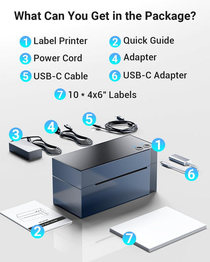 Phomemo WiFi Verzendlabelprinter 4x6, 344WF WiFi Thermische Labelprinter voor Kleine Ondernemingen, Postlabel Maker, Compatibel met eBay, Etsy, Shopify, Amazon, Royal Mail, FedEx, USPS