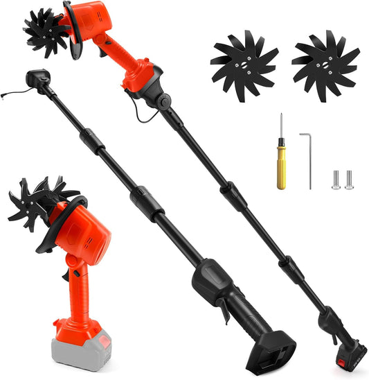 Draadloze handfrees compatibel met Makita 18 V accu (zonder batterij), 550 W tuinfrees met 10 cm freesdiepte en 10 cm freesbreedte, akkerfrees (met 1,3 m verlenging)