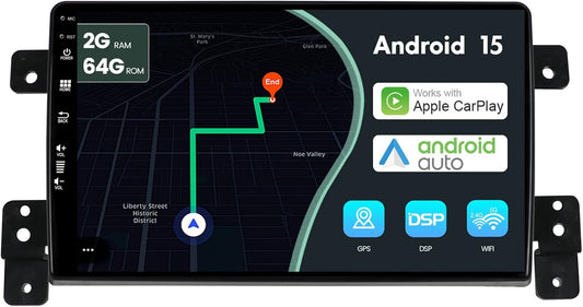 MSD [2G+64G] Autoradio Voor Suzuki Grand Vitara (2005-2015) | Android 15 GPS Navigation Radio | CarPlay Android Auto Stuurwiel DAB 4G Dual-Band WiFi DSP Bluetooth | Camera | 2 Din 9 Inch