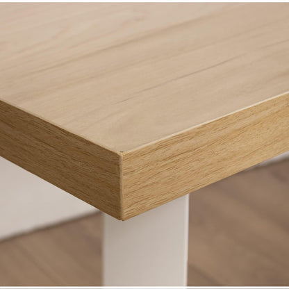 DRW Eettafel van natuurlijk hout en metaal, in natuur en wit, 160 x 90 x 75 cm, dikte van de tafel: 3,2 cm