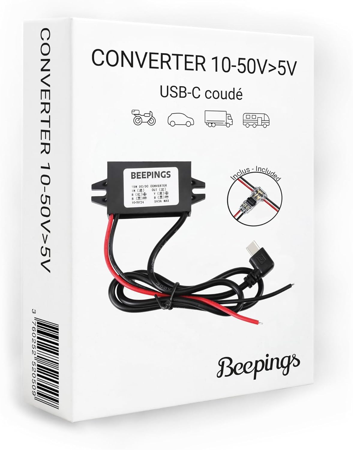PACK GPS-Tracker ZEN L + 10V-50V spanningsomvormer