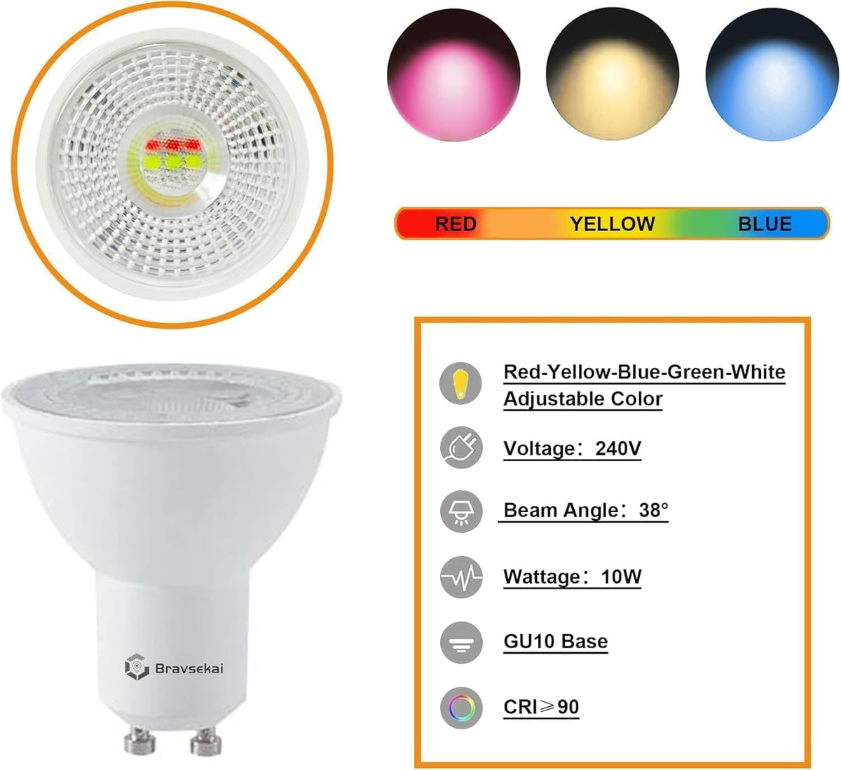 GU10 RGB-railverlichtingsset met gekleurde lampen, 8 stuks plafondspot met 2 x 1,5 m H-type rail, IR-afstandsbediening, meerkleurige spotlights (8 stuks, wit)