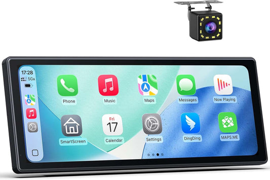 10,26 inch Carplay-scherm, compatibel met CarPlay en Android Auto, Car Play-display met 1080p achteraanzicht, mirror link, spraakbediening, bluetooth-audio, GPS, FM, AUX