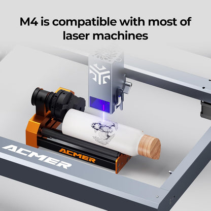 ACMER M4 laser roterende rollaser roterende roller lasergravure Y-as roterende rol 360° met 3-150 mm graveerruimte voor cilindrische objecten en ringen geschikt voor hv en de meeste