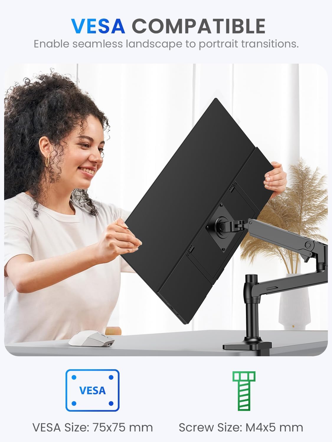 UPERFECT 21,5" 120Hz Draagbare Monitor, 1080P Full HD, Ingebouwde Stand, VESA Monteerbaar, Slank Aluminium Frame, voor Laptops, Mini PC's, Telefoons en Gaming Consoles